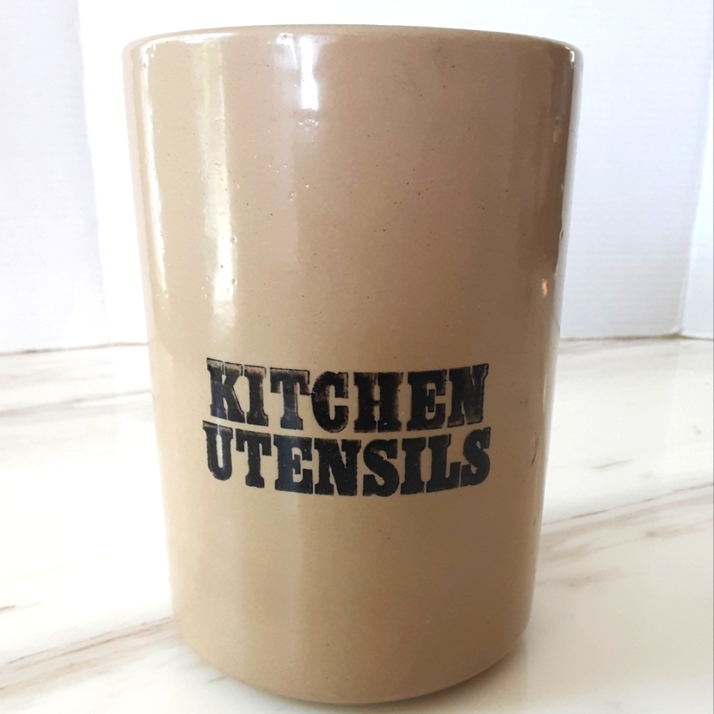 PEARSONS Of CHESTERFIELD Stoneware Crock Kitchen Utensils Holder - Vtg